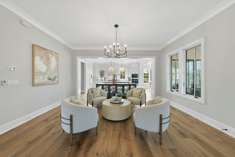 Representative furnished interior of a home built from the Eloise by Homes by Dickerson in The Founding at Blue Ridge, Raleigh (Image 14).