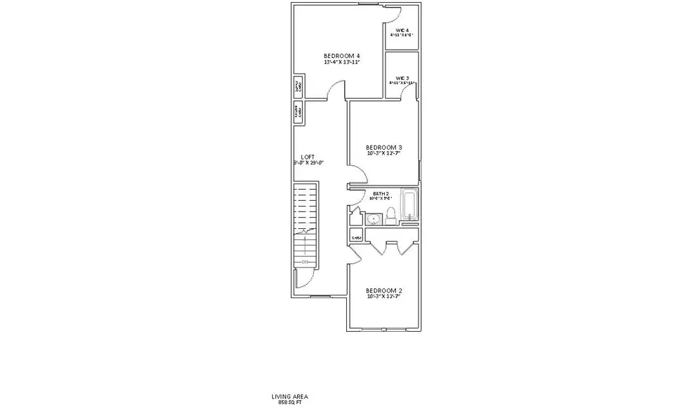 2D floor plan layout for the Ridge by Enchanted Homes in Ballentine Ridge, Lyman, SC (Image 4).