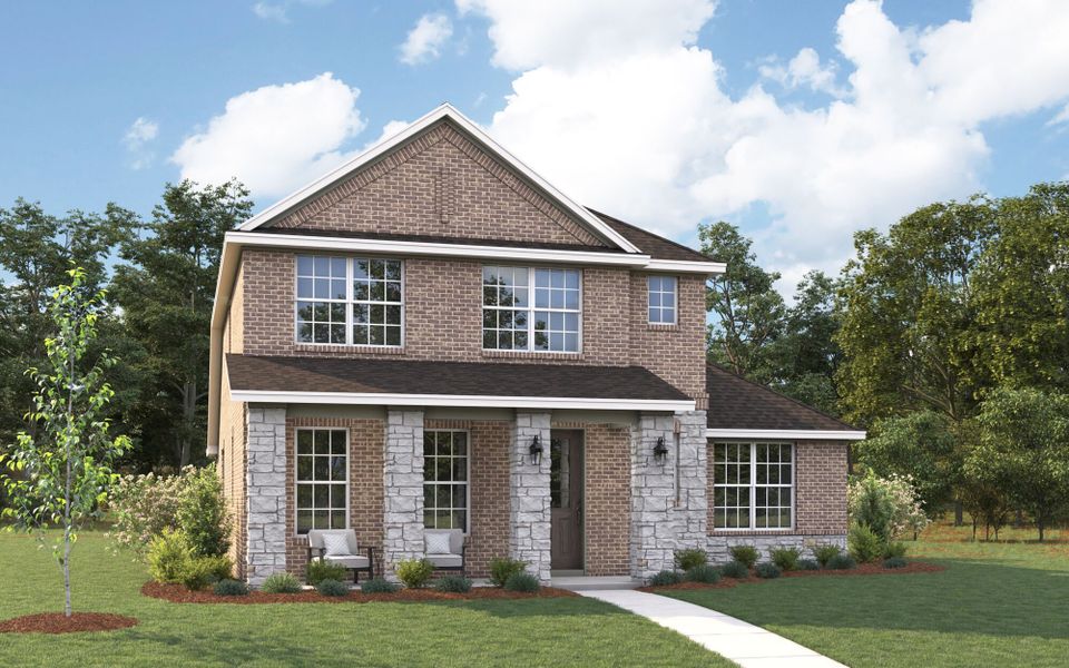 The Granbury - Traditional with Stone Elevation The Granbury - Traditional with Stone Elevation