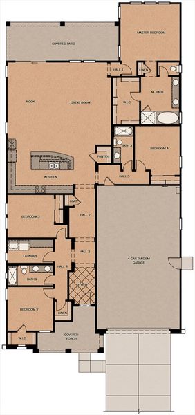 2D floor plan layout for the Sequoia by Fulton Homes in Groves at Barney Farms, Queen Creek, AZ (Image 3).