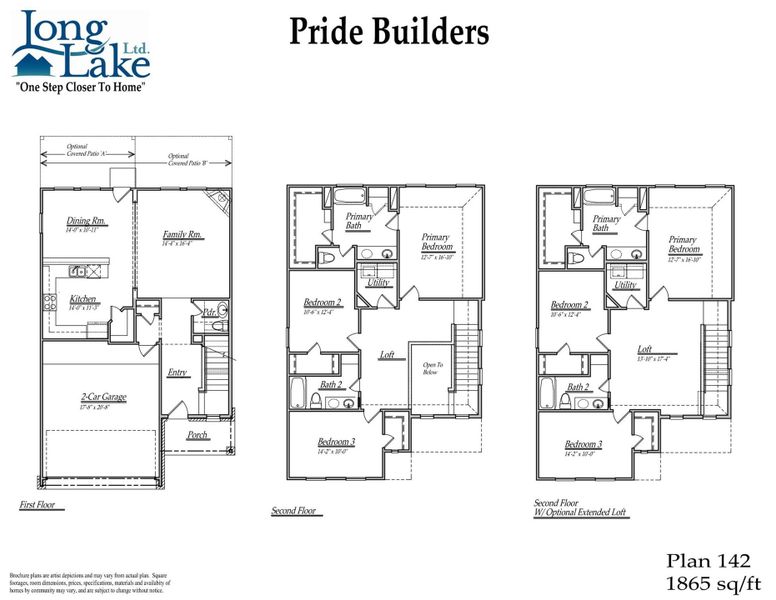 Plan 142 features 3 bedrooms, 2 full baths, and over 1,800 square feet of living space