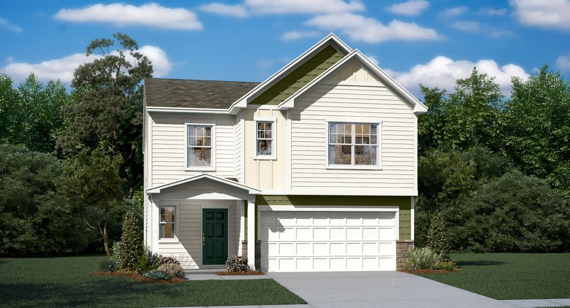 Front exterior of a new home in Cleveland Meadows, Spartanburg, SC, highlighting curb appeal (Image 1). Front exterior of a new home in Cleveland Meadows, Spartanburg, SC, highlighting curb appeal (Image 1).