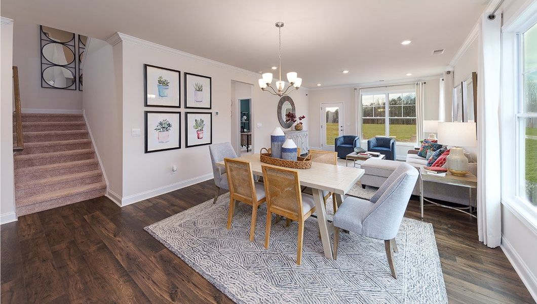 Furnished interior view inside a new home in Skybrook Corners, Huntersville (Image 5). Furnished interior view inside a new home in Skybrook Corners, Huntersville (Image 5).