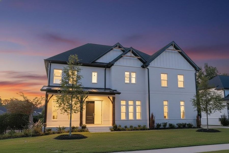 Front exterior of a new home in , Cumming, GA, highlighting curb appeal (Image 1).