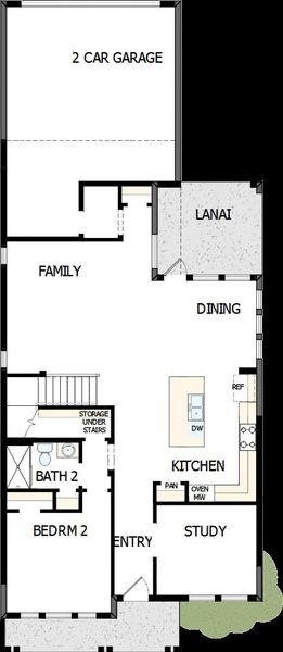 2D floor plan layout of this home in Emerald Landing at Waterside at Lakewood Ranch – Cottage Series, Sarasota, FL (Image 2).