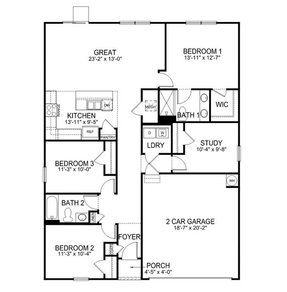 2D floor plan layout of this home in Gibson Grove, Laurens, SC (Image 3). 2D floor plan layout of this home in Gibson Grove, Laurens, SC (Image 3).