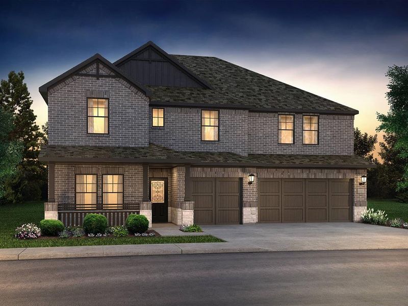 Front exterior of a new home in Lakehaven - Premier Series, Farmersville, TX, highlighting curb appeal (Image 1). Front exterior of a new home in Lakehaven - Premier Series, Farmersville, TX, highlighting curb appeal (Image 1).