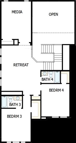 2D floor plan layout of this home in Pecan Square – Classics, Northlake, TX (Image 3). 2D floor plan layout of this home in Pecan Square – Classics, Northlake, TX (Image 3).