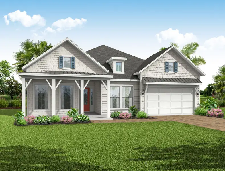 Representative exterior photo of a completed home built from the Aurora by Riverside Homes in Sagebrush at EverRange, Jacksonville, FL (Image 28).