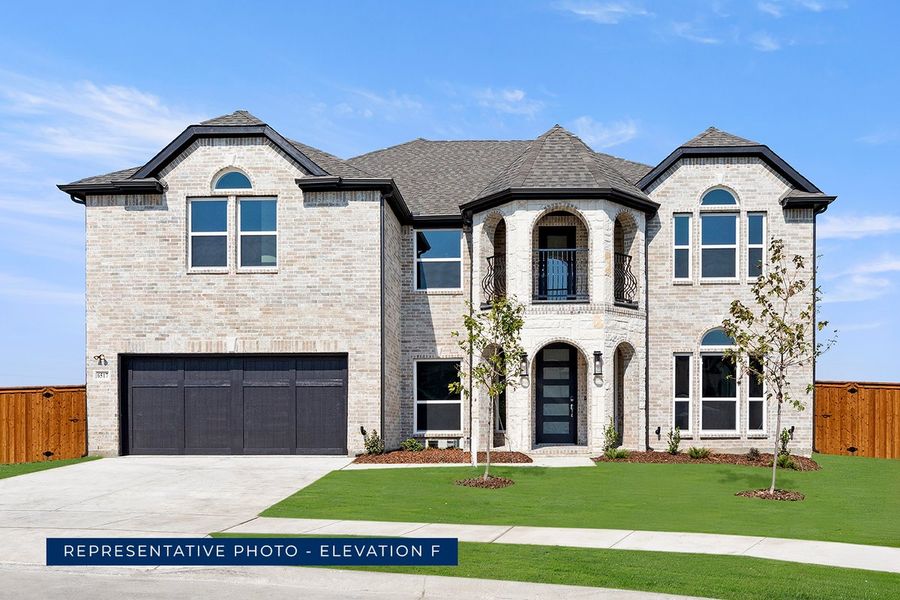 Representative exterior photo of a completed home built from the Hillcrest 2F (w/Media) by First Texas Homes in Cambridge Estates, Prosper, TX (Image 11).