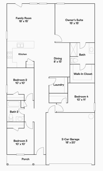 2D floor plan layout of this home in Pinewood Trails, Cleveland, TX (Image 2). 2D floor plan layout of this home in Pinewood Trails, Cleveland, TX (Image 2).