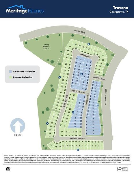 An overview map details the planned layout and homesite collections within the neighborhood.