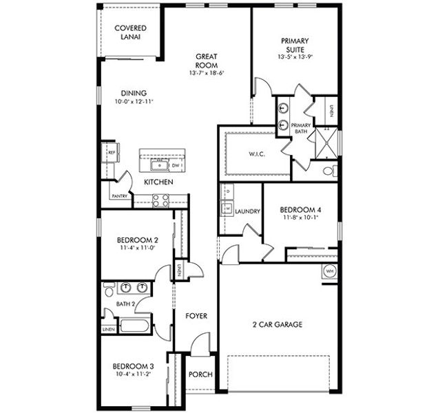 2D floor plan layout of this home in Ridgehaven - Signature Series, Ormond Beach, FL (Image 2).