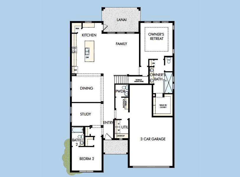 2D floor plan layout for the The Kai by David Weekley Homes in Soleta at Starkey Ranch – Executive Series, Odessa, FL (Image 3).