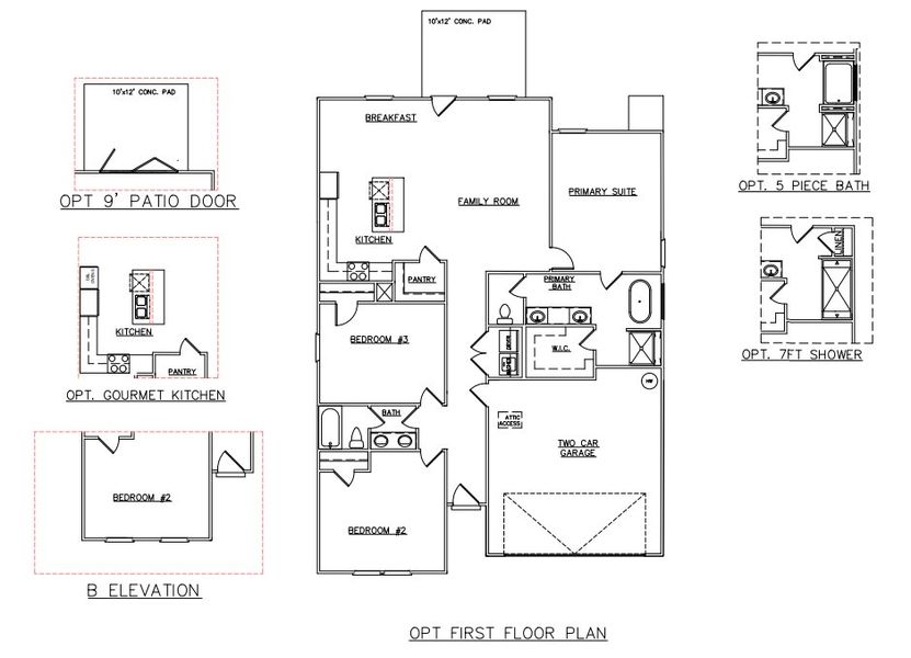 2D floor plan layout for the Burton - Single Family Homes by Dream Finders Homes in Jones Crossing, Hogansville, GA (Image 3).