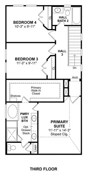 The Jefferson II floor plan by K. Hovnanian Homes. 3rd Floor shown. *Prices, plans, dimensions, features, specifications, materials, and availability of homes or communities are subject to change without notice or obligation.