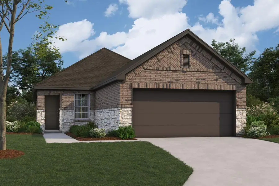 Front exterior of a new home in Ambrose, La Marque, TX, highlighting curb appeal (Image 1).