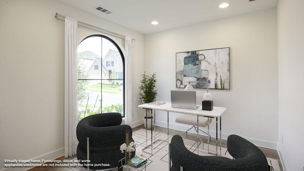 Office space featuring recessed lighting and wood finished floors