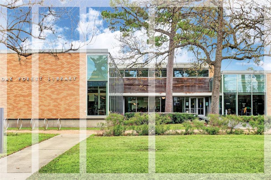 Quaint Oak Forest Library is mid-century in design and offers books for children and adults alike.