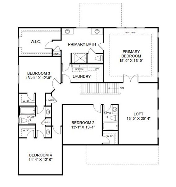 2D floor plan layout for the Latham by HHHunt Homes LLC in The Summit at Morgan Ridge, Chapel Hill, NC (Image 10).