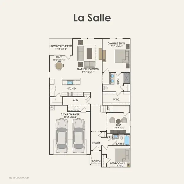 2D floor plan layout for the La Salle by Centex in Cottonwood Creek, Howe, TX (Image 3).
