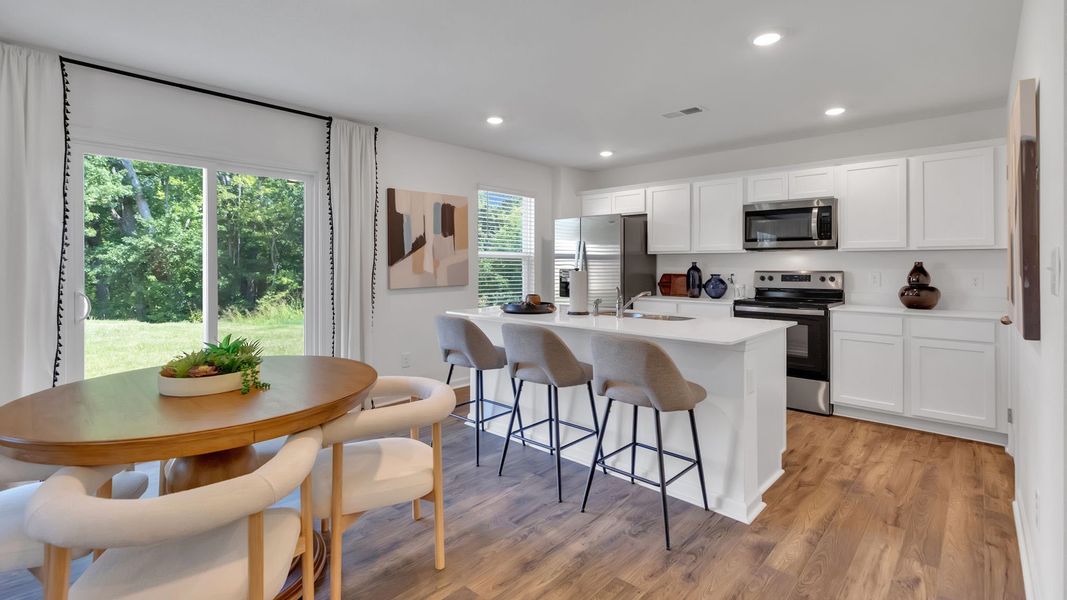 Furnished interior view inside a new home in The Hideaway at Fox Meadows, Bluff City (Image 4). Furnished interior view inside a new home in The Hideaway at Fox Meadows, Bluff City (Image 4).