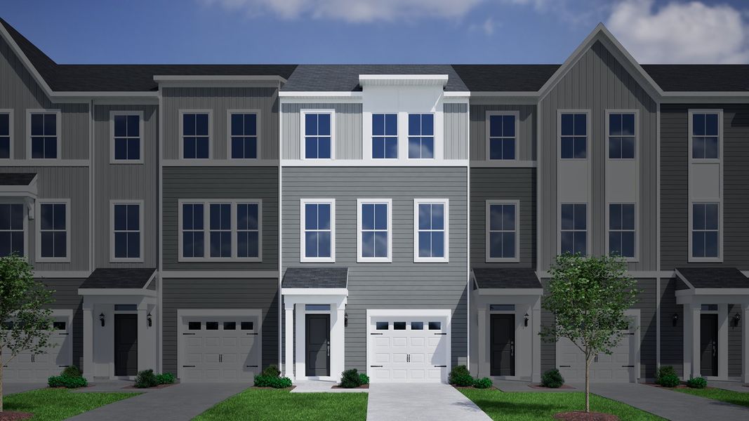 Representative exterior photo of a completed home built from the Daphne 3-Story 1-Car Garage - Vanguard Collection by Mungo Homes in Vista at Cane Bay, Summerville, SC (Image 8).