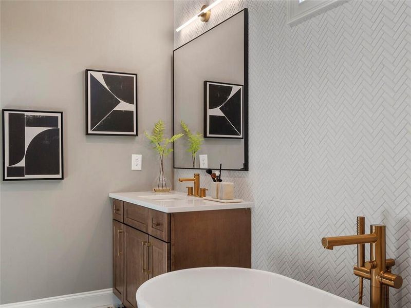 Furnished interior view inside a new home in , Suwanee (Image 72).