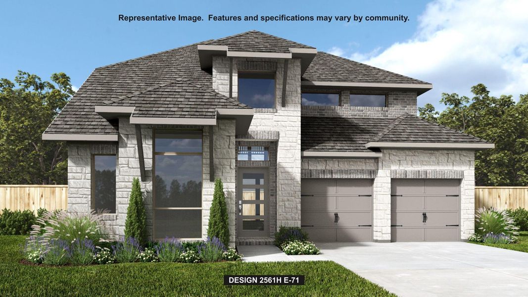 Front exterior of a new home in Flora, Hutto, TX, highlighting curb appeal (Image 1). Front exterior of a new home in Flora, Hutto, TX, highlighting curb appeal (Image 1).