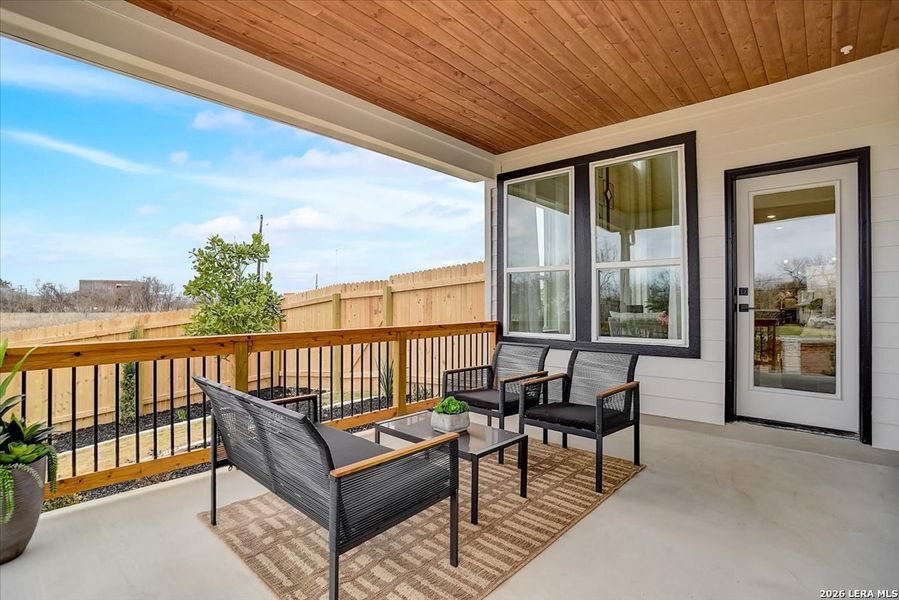 Exterior details and patio area of a home in Casinas at Gruene, New Braunfels (Image 20).