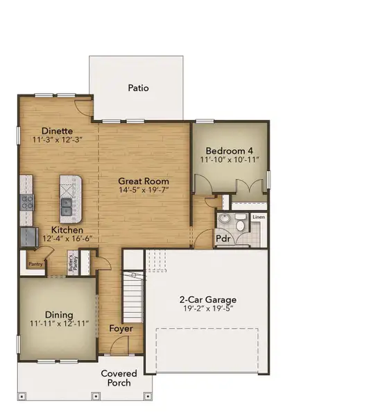 2D floor plan layout for the The Waverunner by Chesapeake Homes in Coastal Club of the Carolinas, Calabash, NC (Image 5).