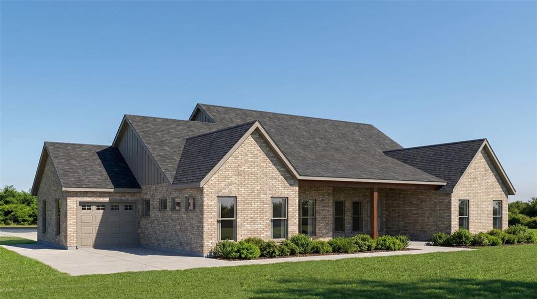 Front exterior of a new home in , Farmersville, TX, highlighting curb appeal (Image 2). Front exterior of a new home in , Farmersville, TX, highlighting curb appeal (Image 2).