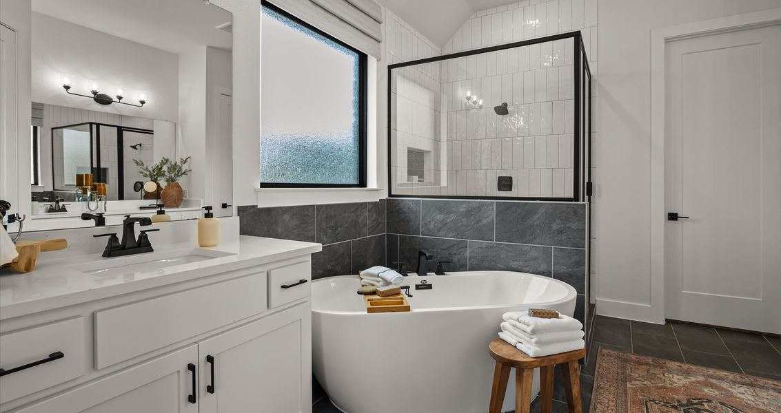 Furnished interior view inside a new home in 6 Creeks, Kyle (Image 15).