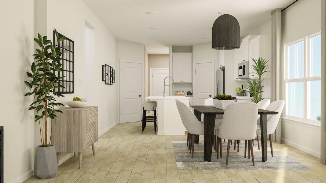 Furnished interior view inside a new home in Horizons at Carnes Crossroads | 55+: Cottage Collection, Summerville (Image 2). Furnished interior view inside a new home in Horizons at Carnes Crossroads | 55+: Cottage Collection, Summerville (Image 2).