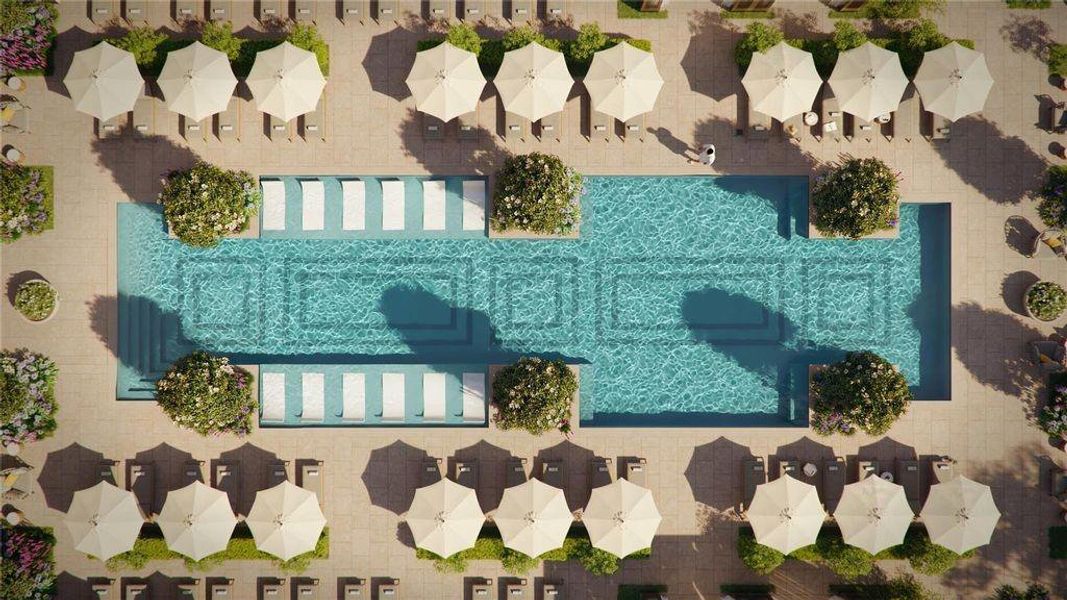 On the 9th floor, the Ritz-Carlton hotel pool is framed by private cabanas and a tranquil fountain courtyard, along with a lush greenhouse lounge area and an adjacent restaurant offering refined food and beverage service. On the 9th floor, the Ritz-Carlton hotel pool is framed by private cabanas and a tranquil fountain courtyard, along with a lush greenhouse lounge area and an adjacent restaurant offering refined food and beverage service.