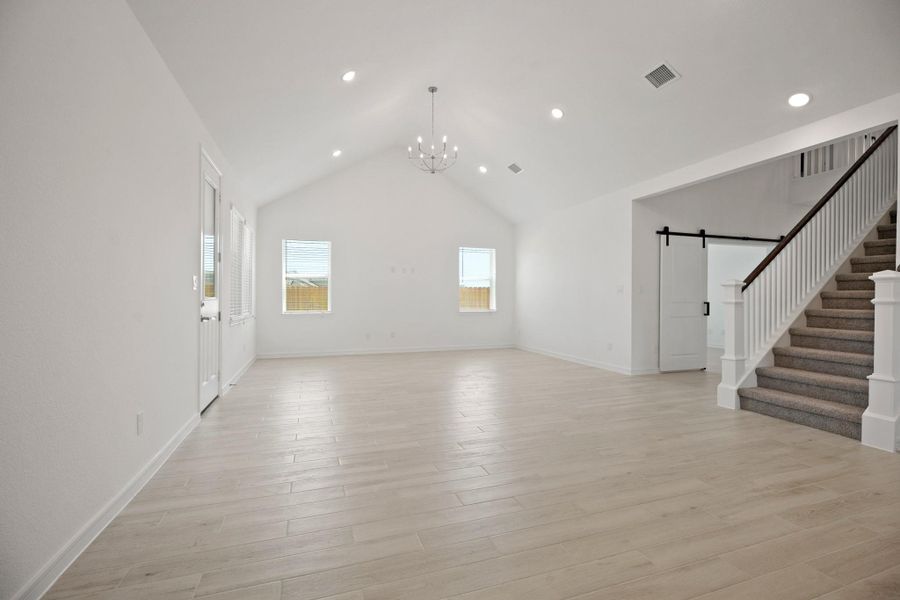 Open great room and dining area