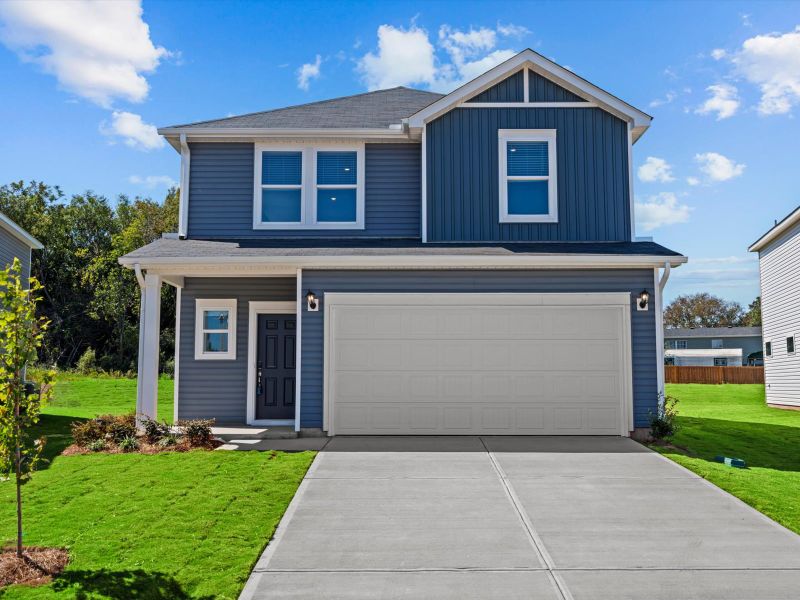 Front exterior of a new home in Pleasant Brook, Greenville, SC, highlighting curb appeal (Image 1).