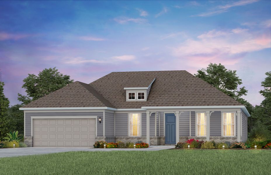 Front exterior of a new home in Del Webb North Myrtle Beach, Myrtle Beach, SC, highlighting curb appeal (Image 21).