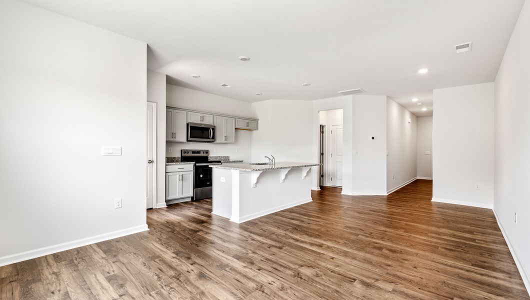 Furnished interior view inside a new home in Brookside Ridge Townhomes, Greer (Image 5). Furnished interior view inside a new home in Brookside Ridge Townhomes, Greer (Image 5).