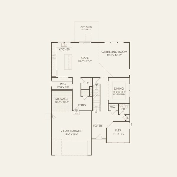 2D floor plan layout for the Mystique by Pulte Homes in Double Branch, Middleburg, FL (Image 5).