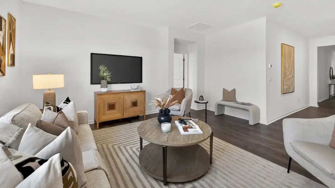 Representative furnished interior of a home built from the Cali by D.R. Horton in Copper Run South Single Family, Durham (Image 10).