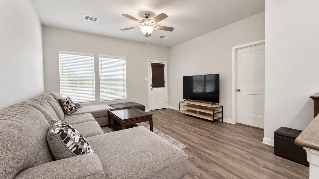 Furnished interior view inside a new home in Paloma at Sanford Farms, Waller (Image 4). Furnished interior view inside a new home in Paloma at Sanford Farms, Waller (Image 4).