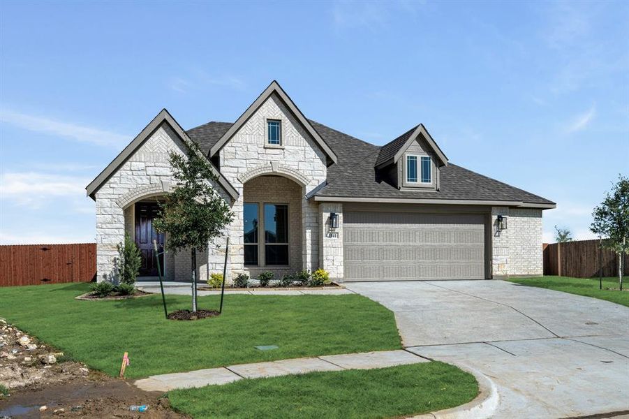 Front exterior of a new home in Hunters Ridge, Crowley, TX, highlighting curb appeal (Image 23). Front exterior of a new home in Hunters Ridge, Crowley, TX, highlighting curb appeal (Image 23).