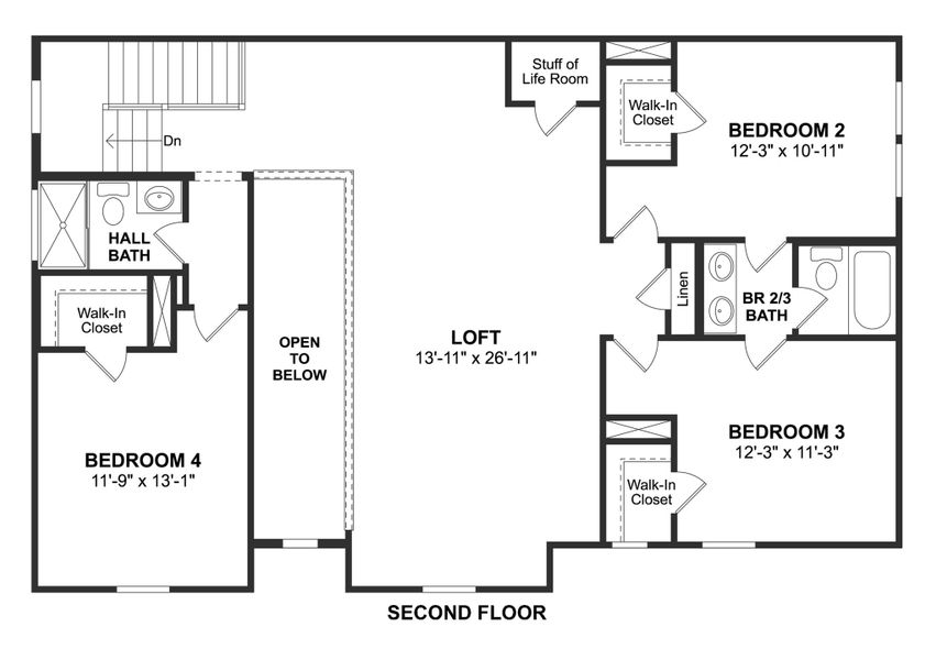 2D floor plan layout for the Stirling by K. Hovnanian® Homes in Grand Magnolia, Magnolia, TX (Image 5). 2D floor plan layout for the Stirling by K. Hovnanian® Homes in Grand Magnolia, Magnolia, TX (Image 5).