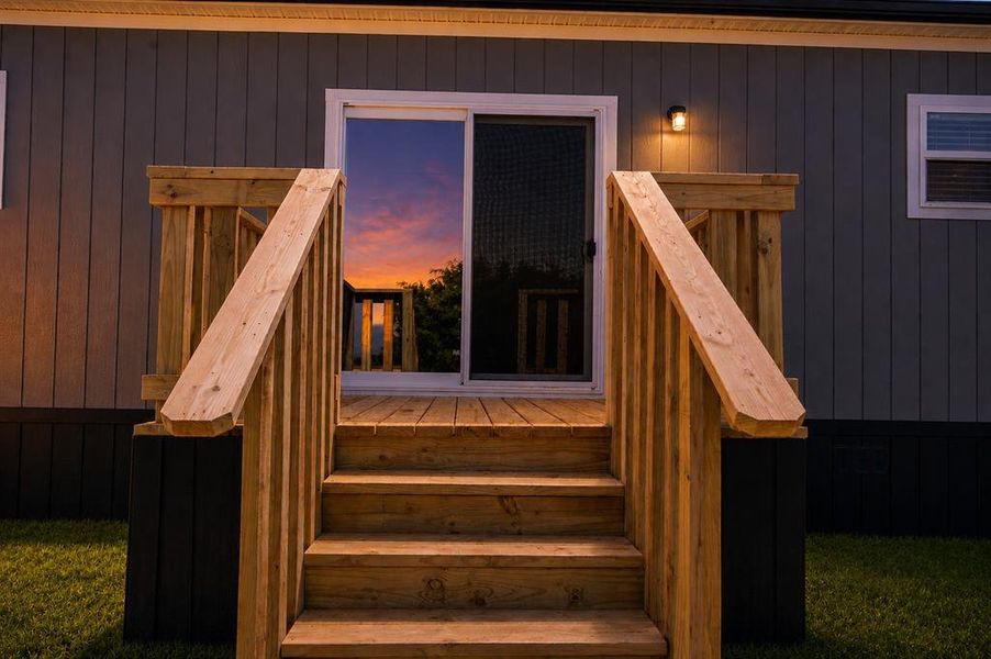 Exterior details and patio area of a home in , Poolville (Image 3).