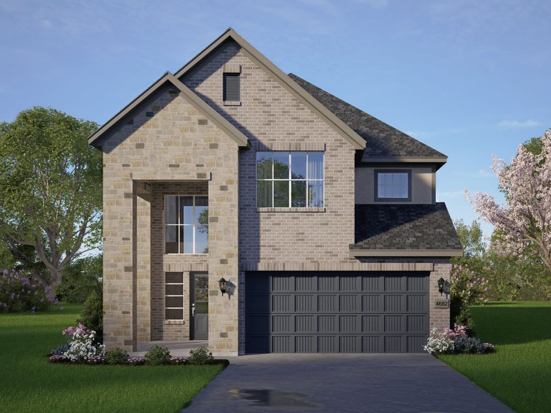 Front exterior of a new home in Emory Glen, Magnolia, TX, highlighting curb appeal (Image 6).
