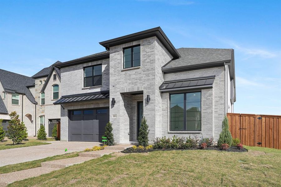 Front exterior of a new home in Inspiration - Paradise Village, Lucas, TX, highlighting curb appeal (Image 24). Front exterior of a new home in Inspiration - Paradise Village, Lucas, TX, highlighting curb appeal (Image 24).