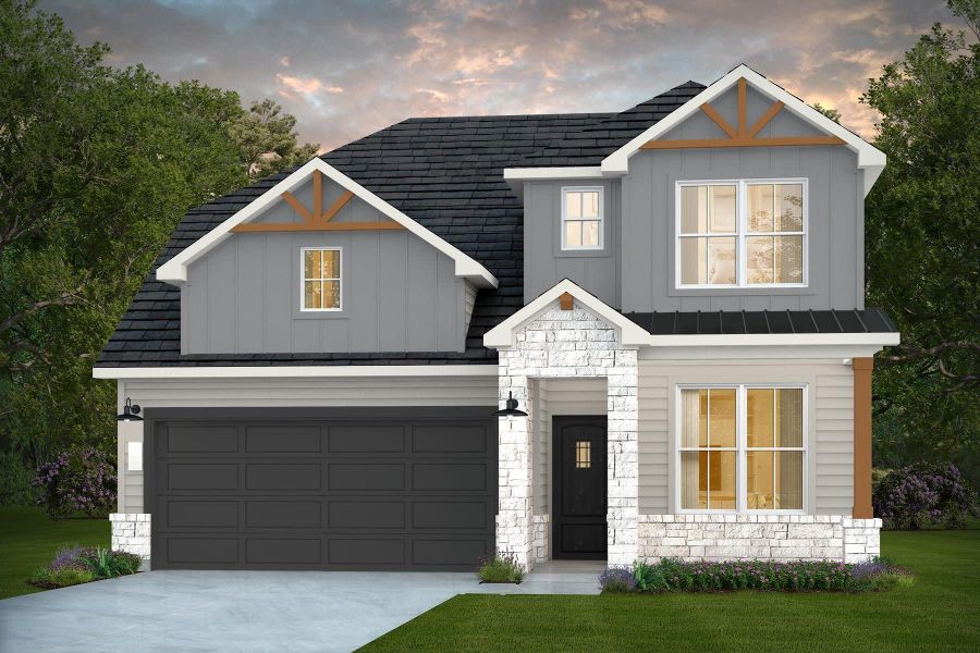 Front exterior of a new home in Ellerden, Tomball, TX, highlighting curb appeal (Image 1). Front exterior of a new home in Ellerden, Tomball, TX, highlighting curb appeal (Image 1).