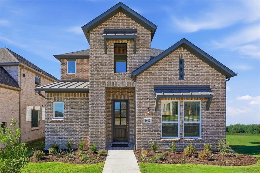 Front exterior of a new home in The Ranch at Uptown Celina 40s, Celina, TX, highlighting curb appeal (Image 1). Front exterior of a new home in The Ranch at Uptown Celina 40s, Celina, TX, highlighting curb appeal (Image 1).