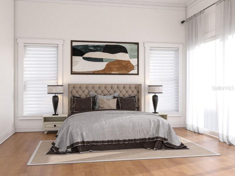 Fourth Bedroom with windows and sliders